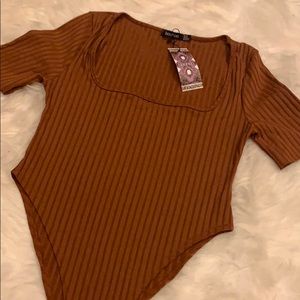 Square Neck Ribbed Bodysuit